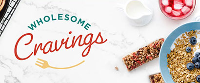 img title Wholesome Cravings banner with a selection of healthy breakfast bars