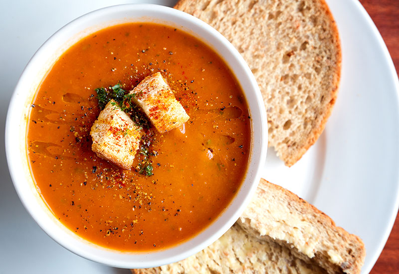 Soup in a bowl with croutons