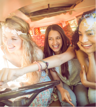 Young ladies on a road trip together