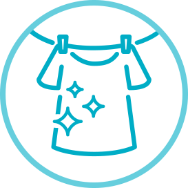 T shirt hanging on a clothes line nested inside a circle