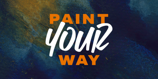 Blue and yellow background with text paint your way