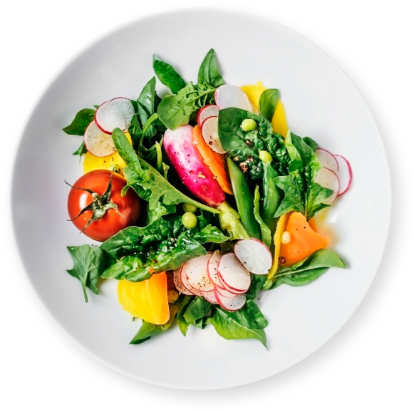 A healthy salad on a white plate